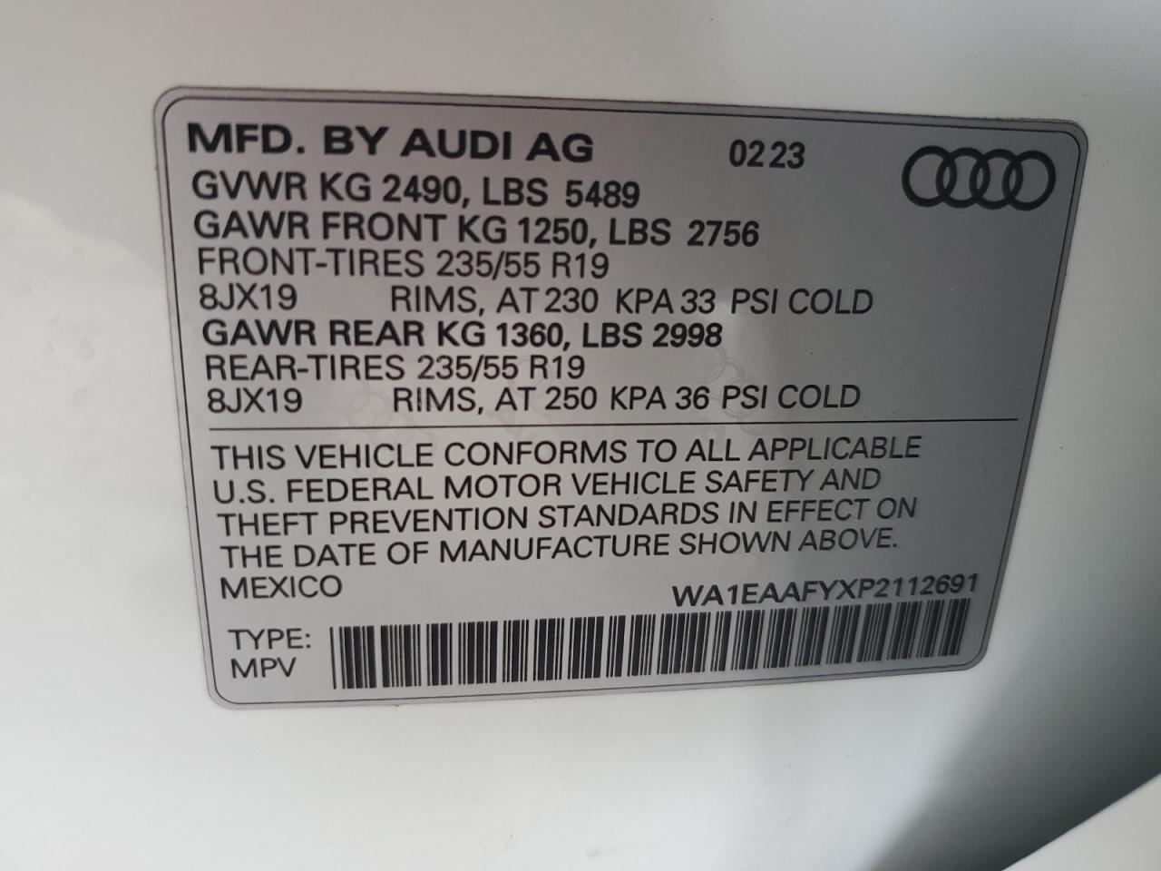 2023 Audi Q5 Premium Plus 45 VIN: WA1EAAFYXP2112691 Lot: 71807174