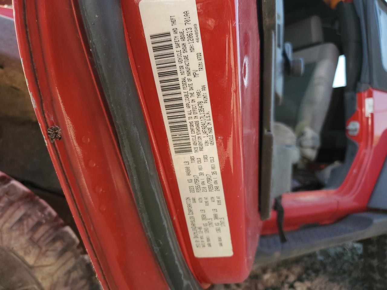 2007 Jeep Wrangler X VIN: 1J4FA24117L135478 Lot: 70907874