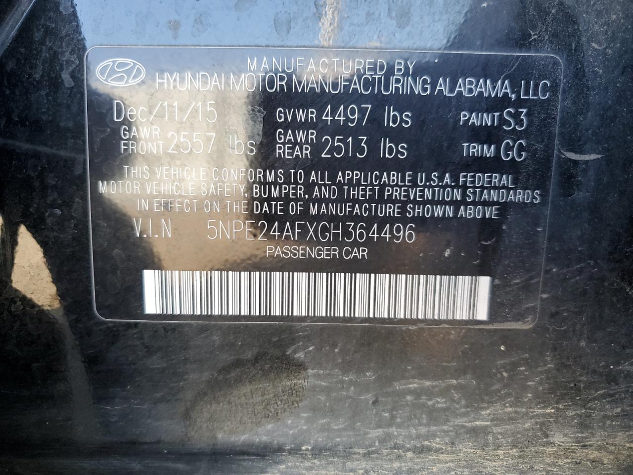 5NPE24AFXGH364496 2016 HYUNDAI SONATA - Image 12