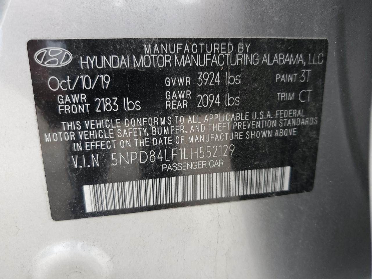 5NPD84LF1LH552129 2020 Hyundai Elantra Sel