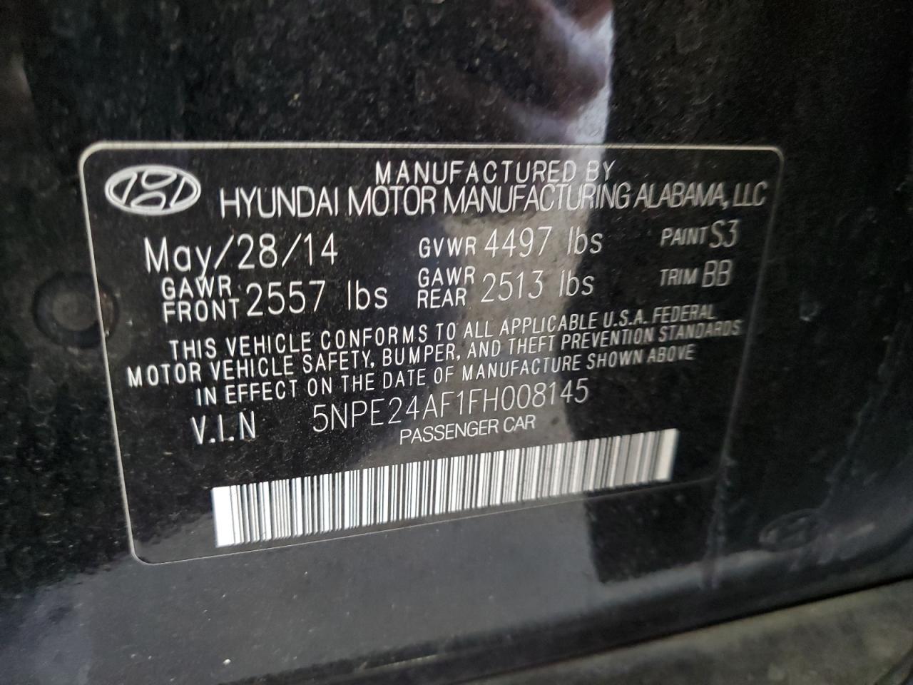 5NPE24AF1FH008145 2015 Hyundai Sonata Se