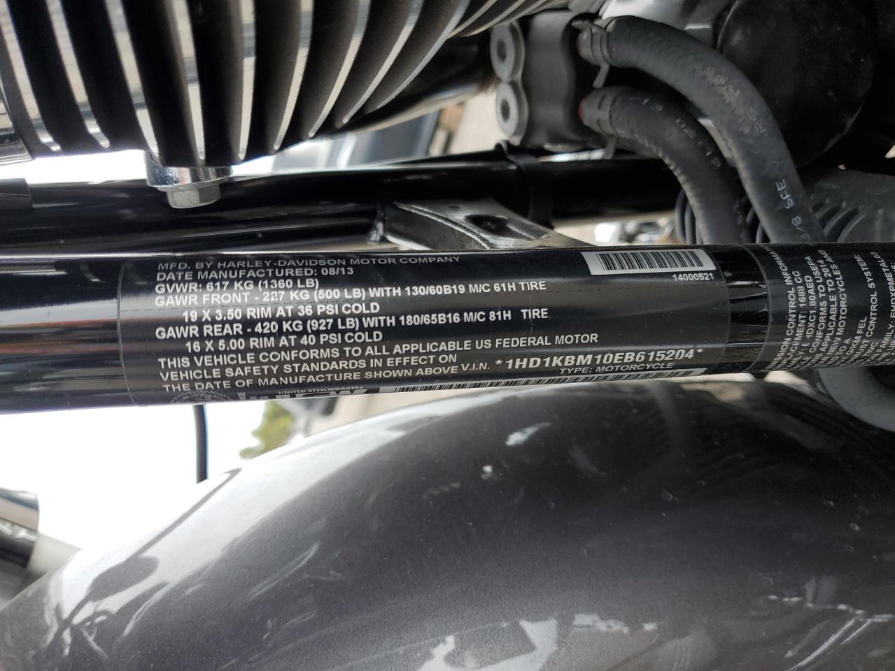 2014 Harley-Davidson Flhx Street Glide VIN: 1HD1KBM10EB615204 Lot: 73133384