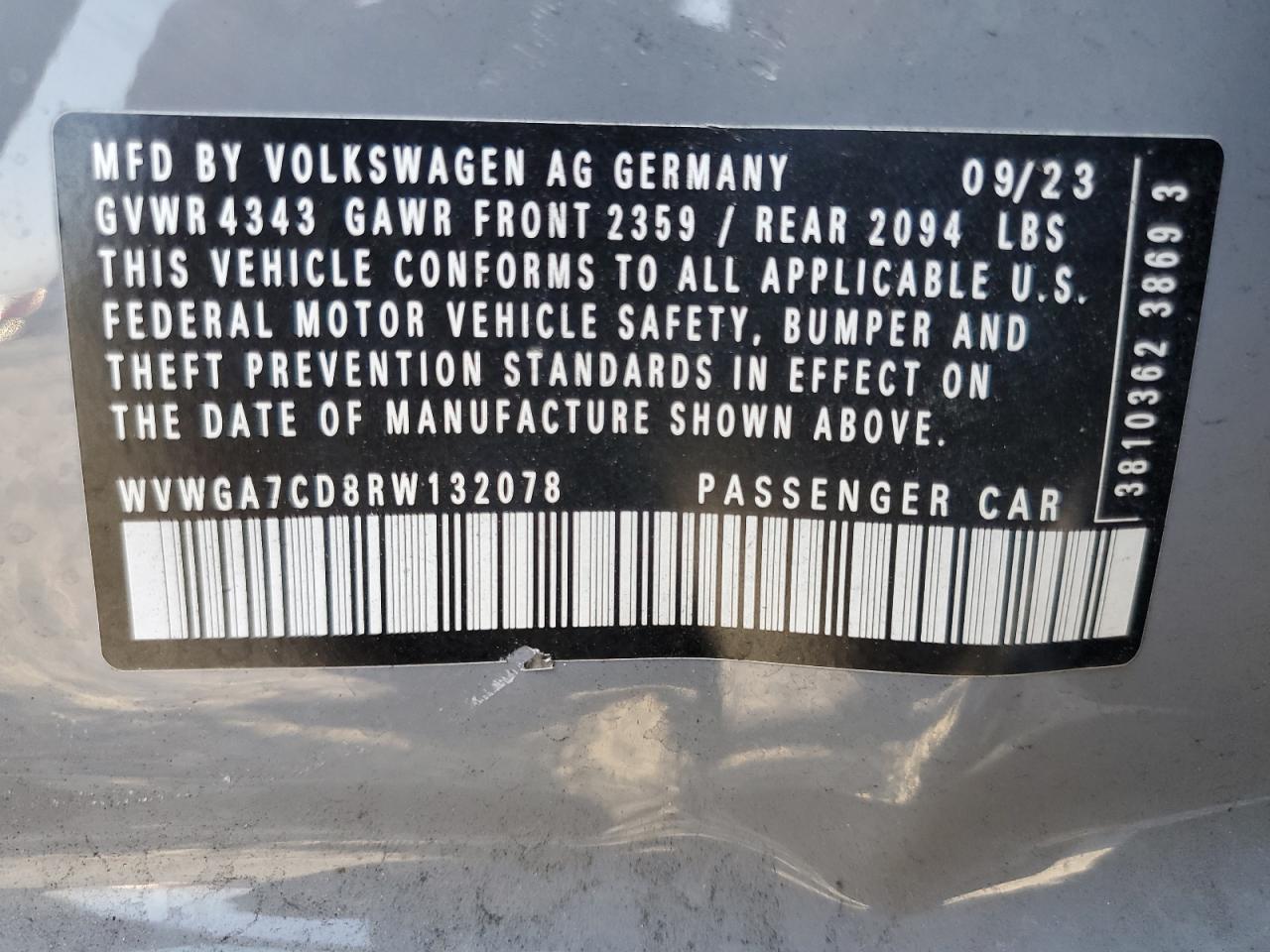 WVWGA7CD8RW132078 2024 Volkswagen Gti S