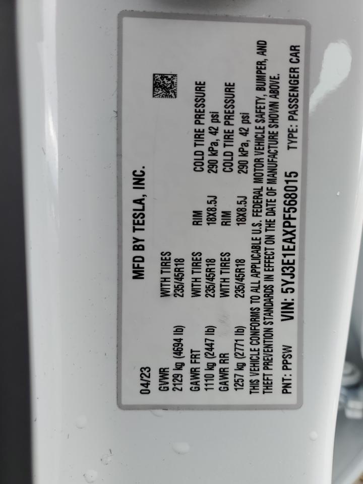 5YJ3E1EAXPF568015 2023 Tesla Model 3