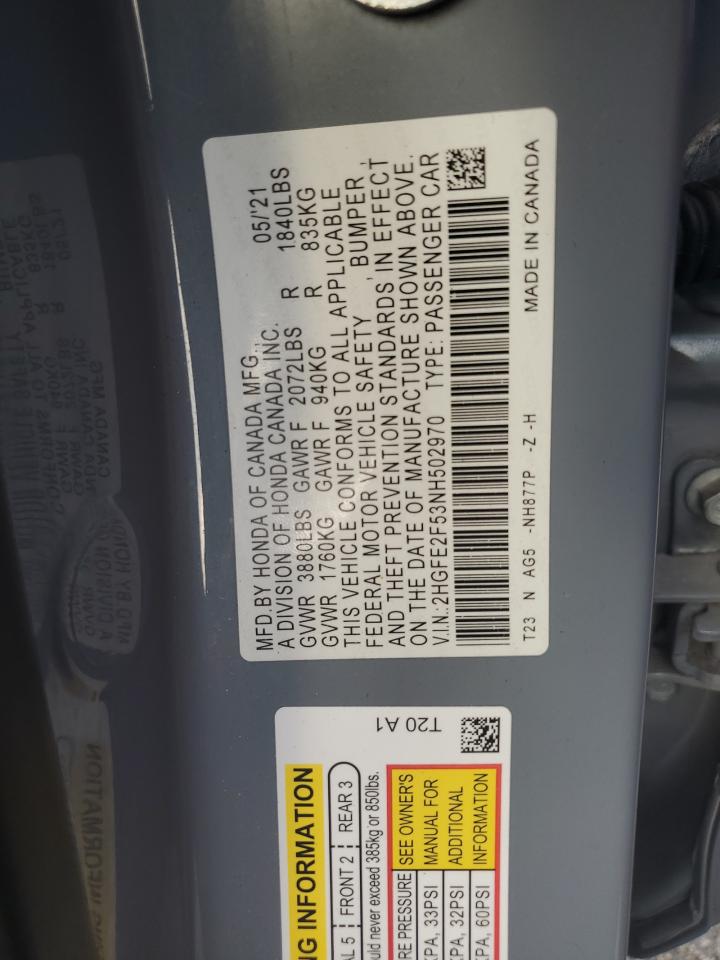 2HGFE2F53NH502970 2022 Honda Civic Sport