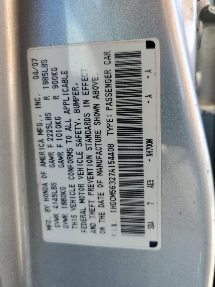 1HGCM56327A154408 2007 Honda Accord Se