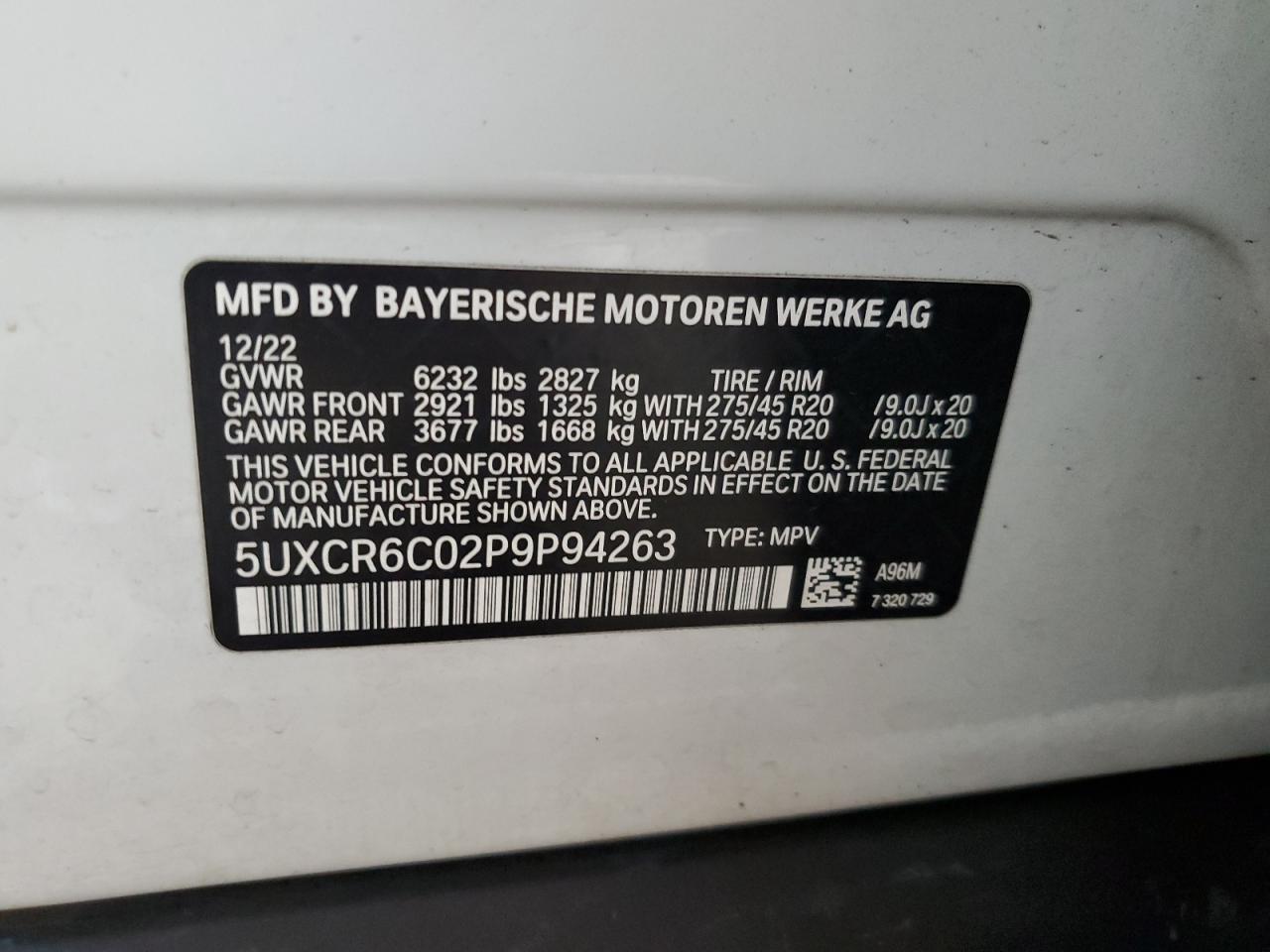 5UXCR6C02P9P94263 2023 BMW X5 xDrive40I