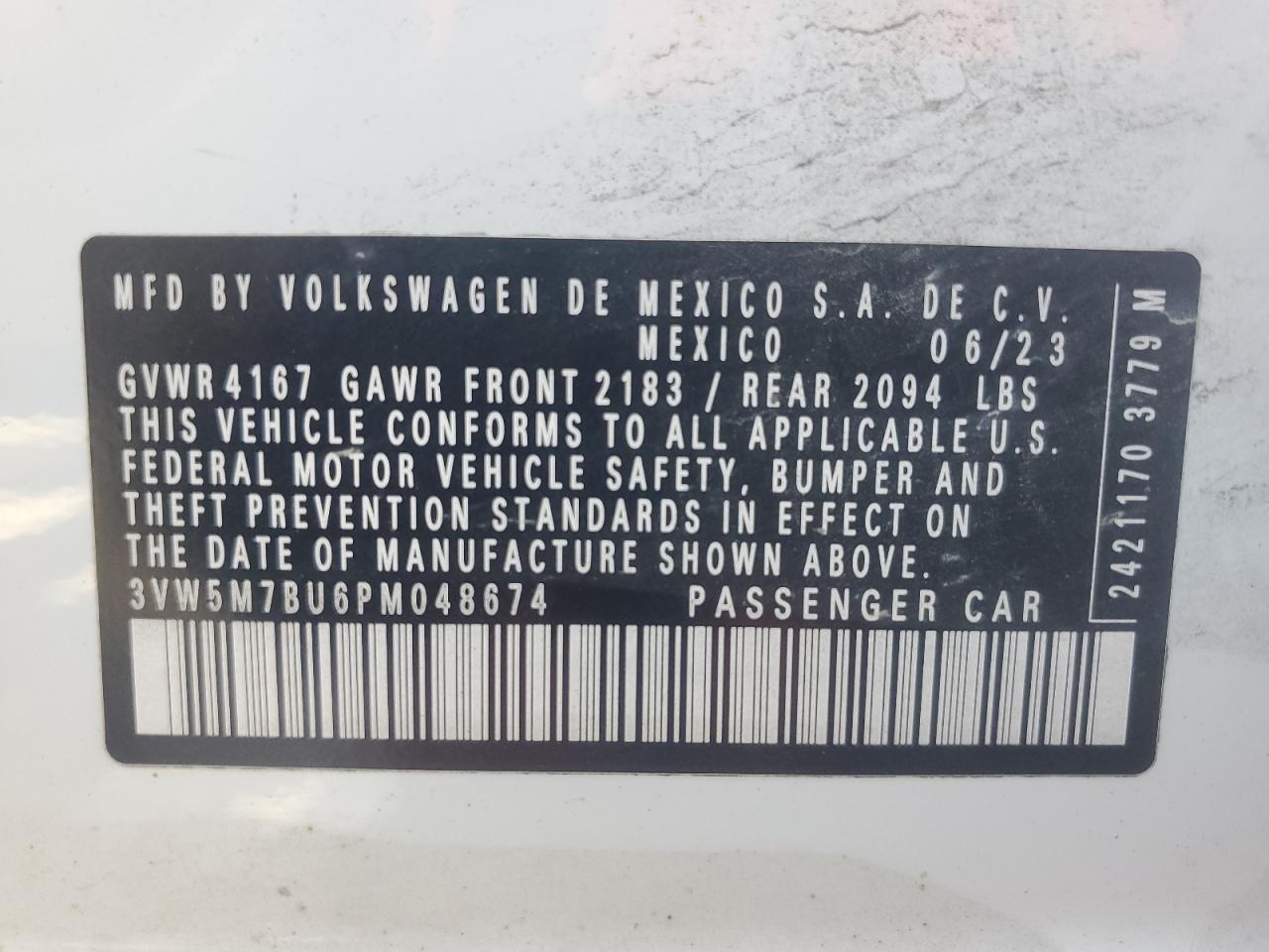 3VW5M7BU6PM048674 2023 Volkswagen Jetta S