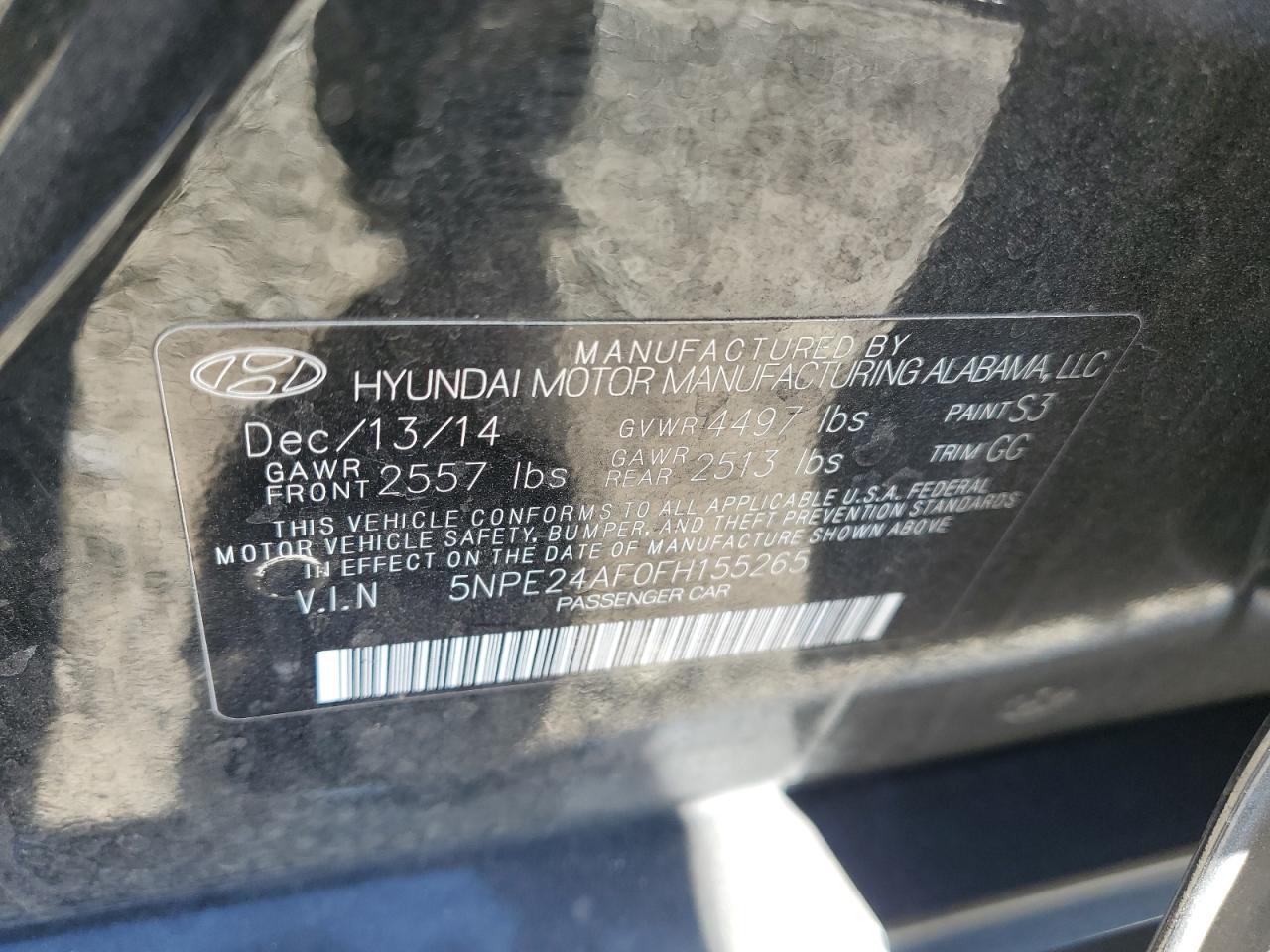 5NPE24AF0FH155265 2015 Hyundai Sonata Se