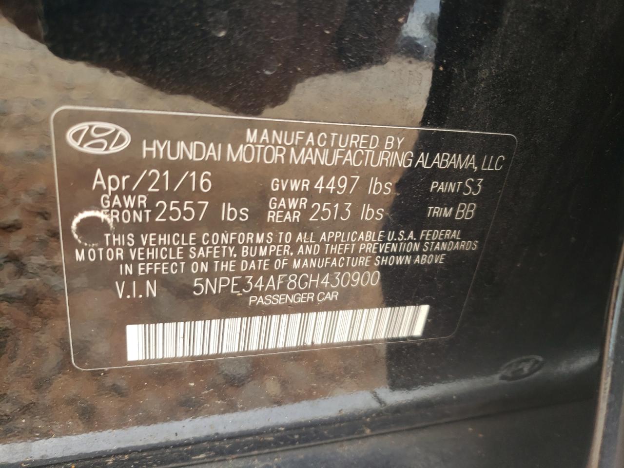 5NPE34AF8GH430900 2016 HYUNDAI SONATA - Image 12