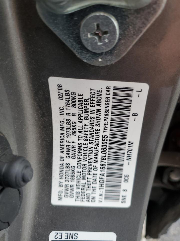 1HGFA16878L060055 2008 Honda Civic Ex