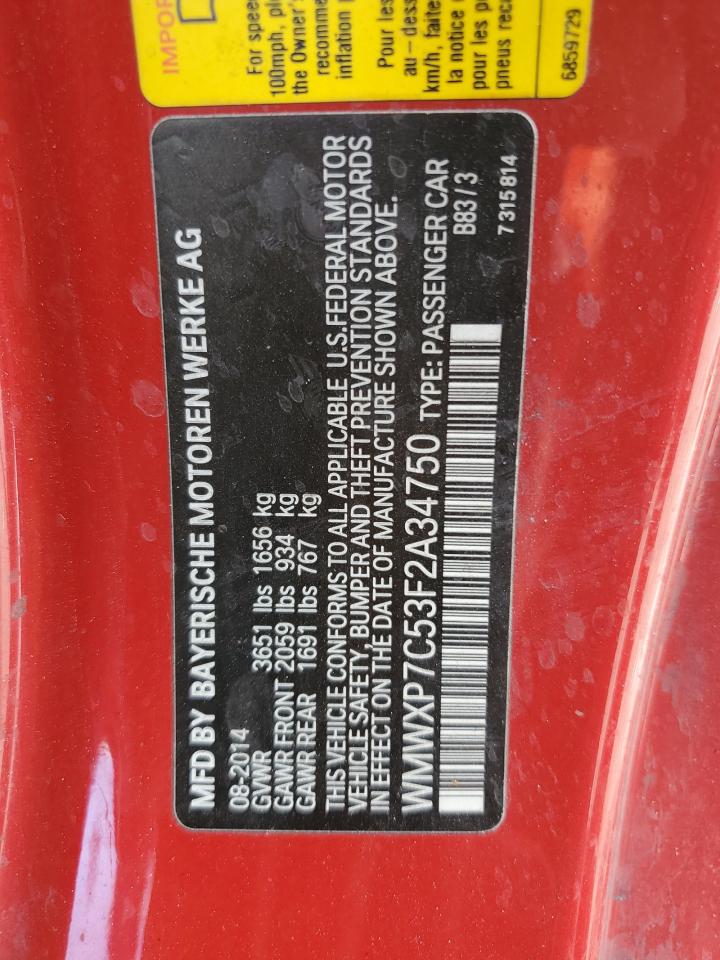 2015 Mini Cooper S VIN: WMWXP7C53F2A34750 Lot: 72887394