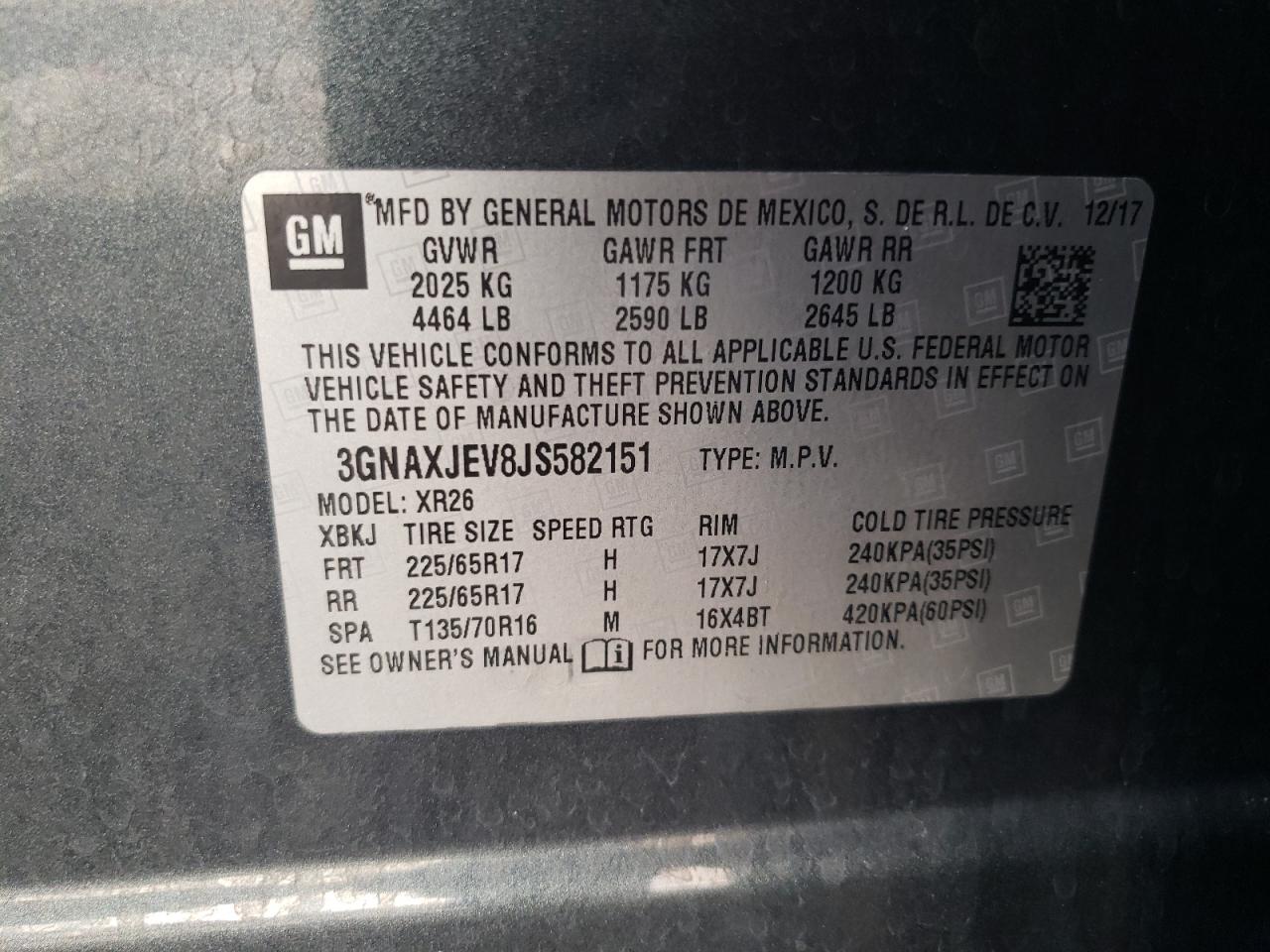 3GNAXJEV8JS582151 2018 CHEVROLET EQUINOX - Image 14