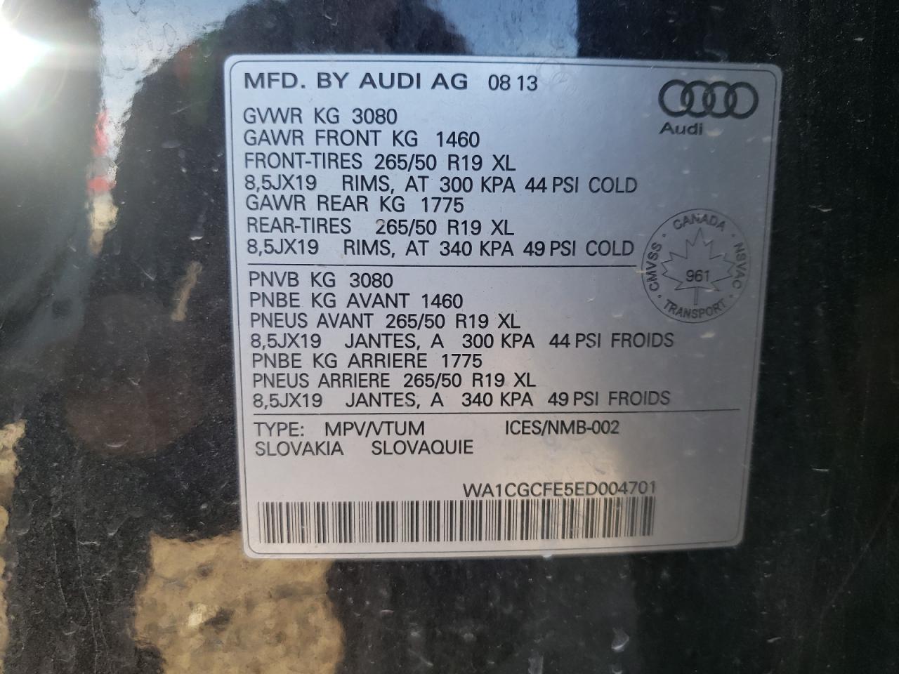 WA1CGCFE5ED004701 2014 Audi Q7 Premium