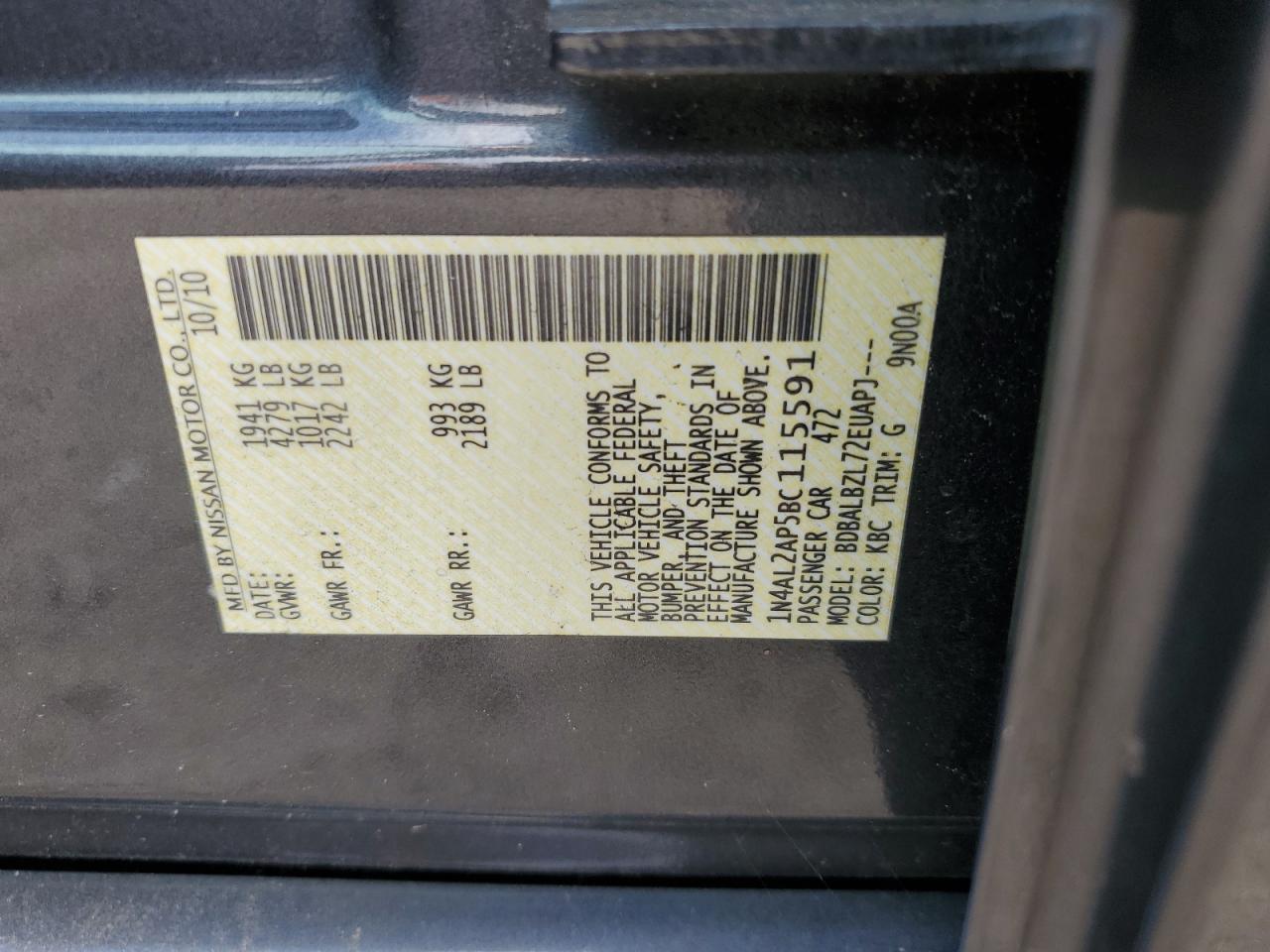 1N4AL2AP5BC115591 2011 Nissan Altima Base