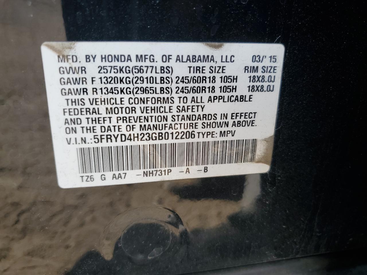 5FRYD4H23GB012206 2016 Acura Mdx