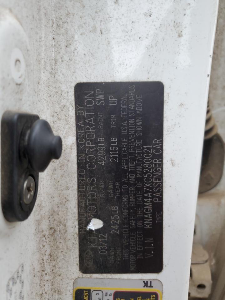 2012 Kia Optima Lx VIN: KNAGM4A7XC5280021 Lot: 84773105