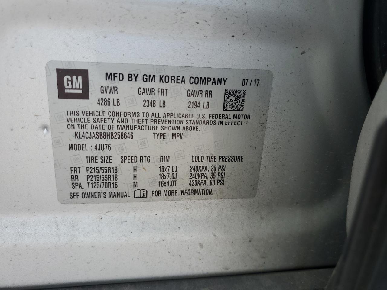 KL4CJASB8HB258646 2017 BUICK ENCORE - Image 13