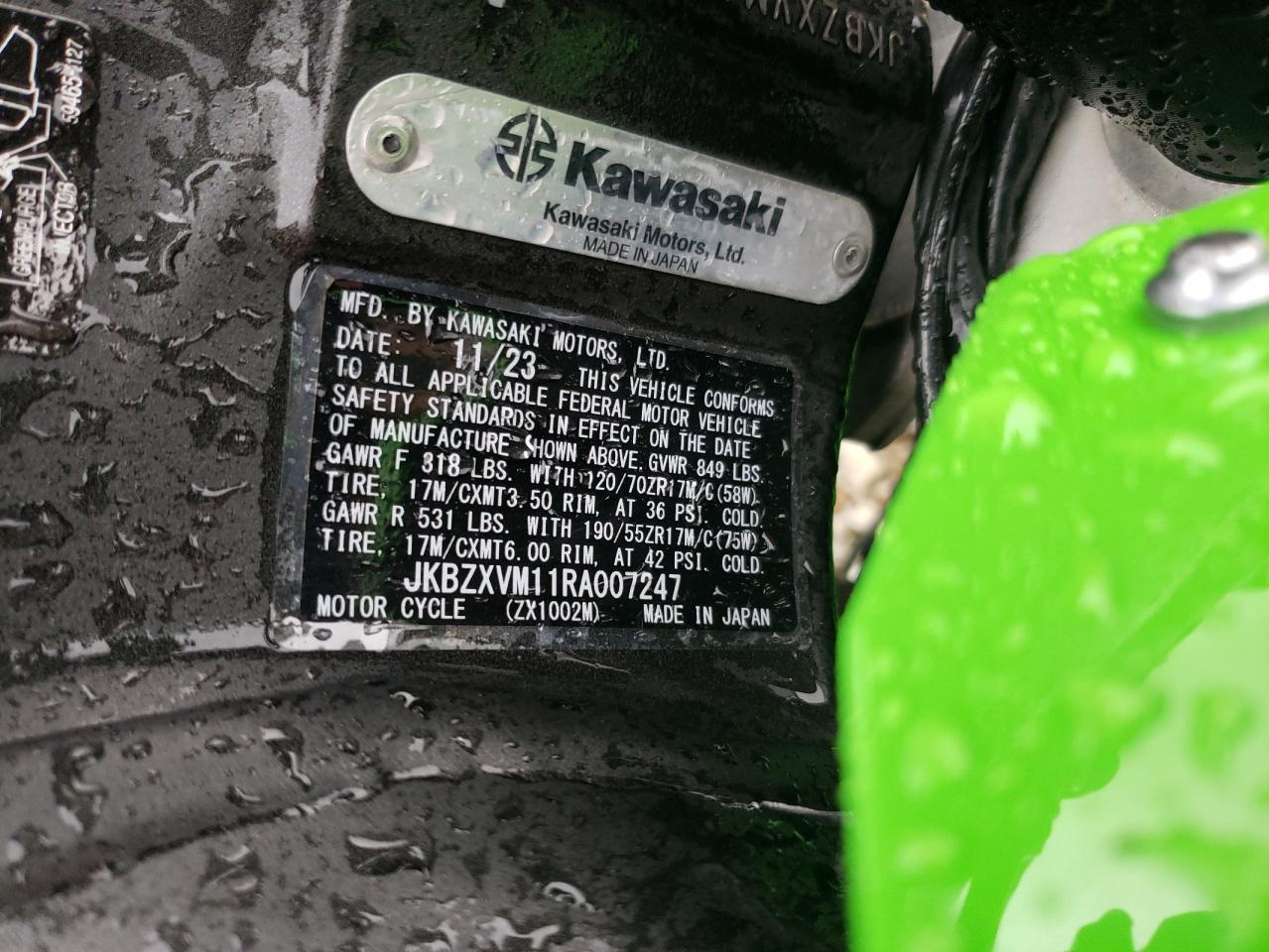 JKBZXVM11RA007247 2024 Kawasaki Zx1002 M