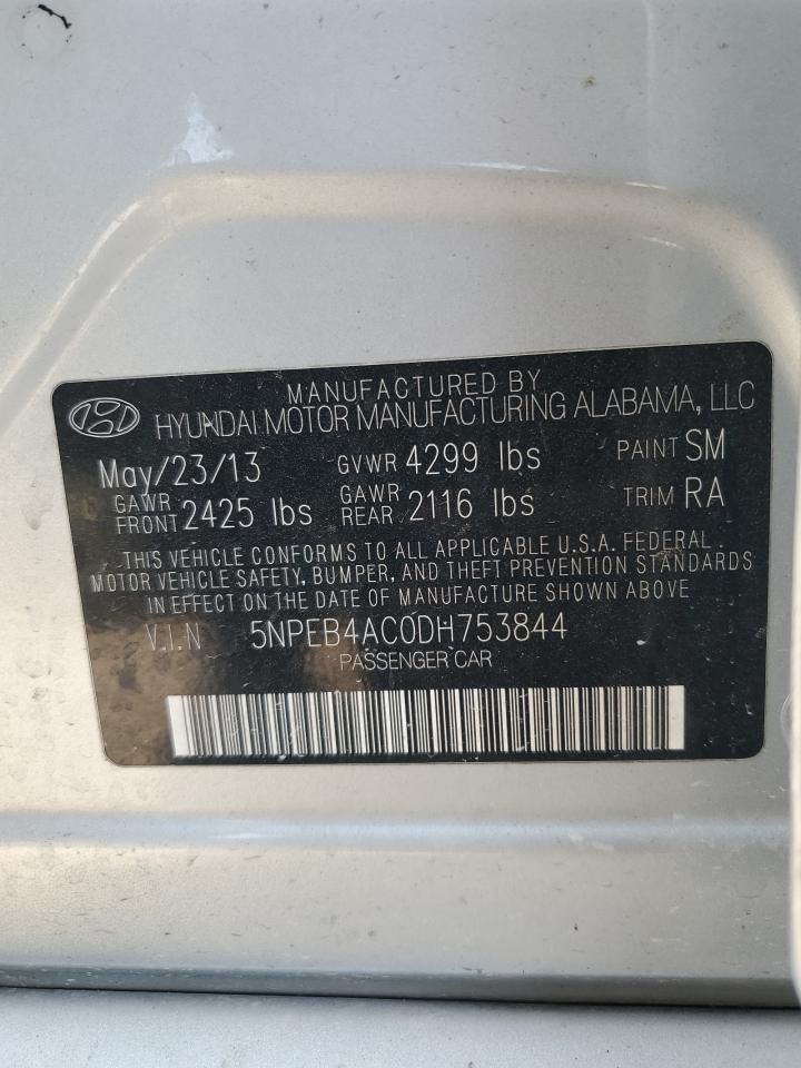 2013 Hyundai Sonata Gls VIN: 5NPEB4AC0DH753844 Lot: 80995164