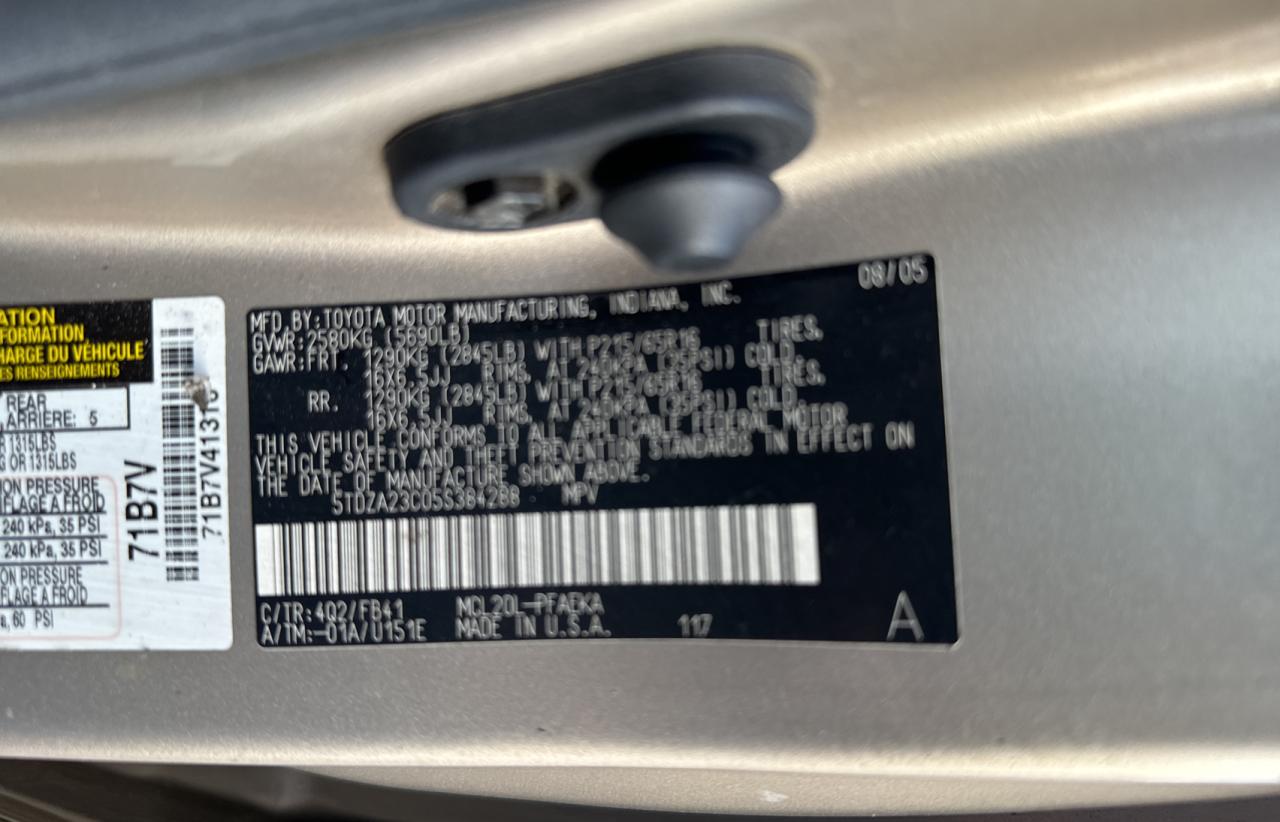 5TDZA23C05S384288 2005 Toyota Sienna Ce