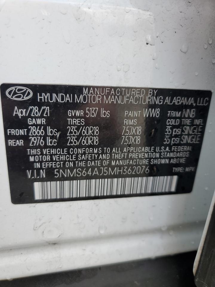 5NMS64AJ5MH362076 2021 Hyundai Santa Fe Sel