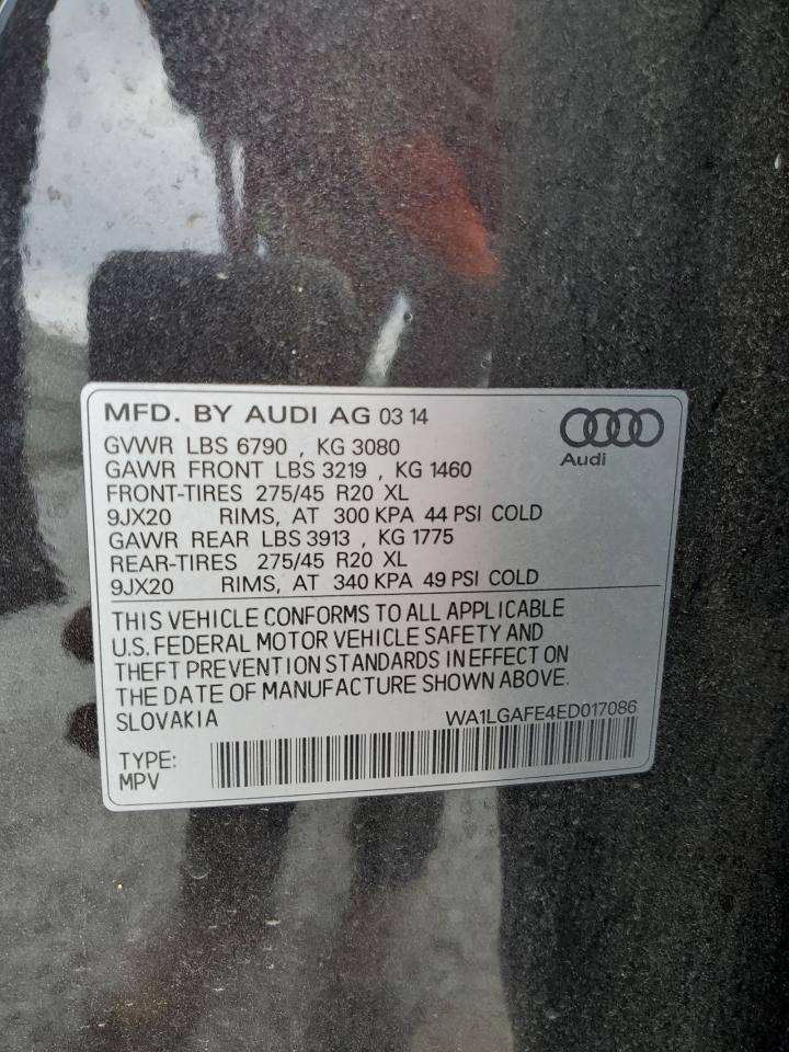 2014 Audi Q7 Premium Plus VIN: WA1LGAFE4ED017086 Lot: 72156714