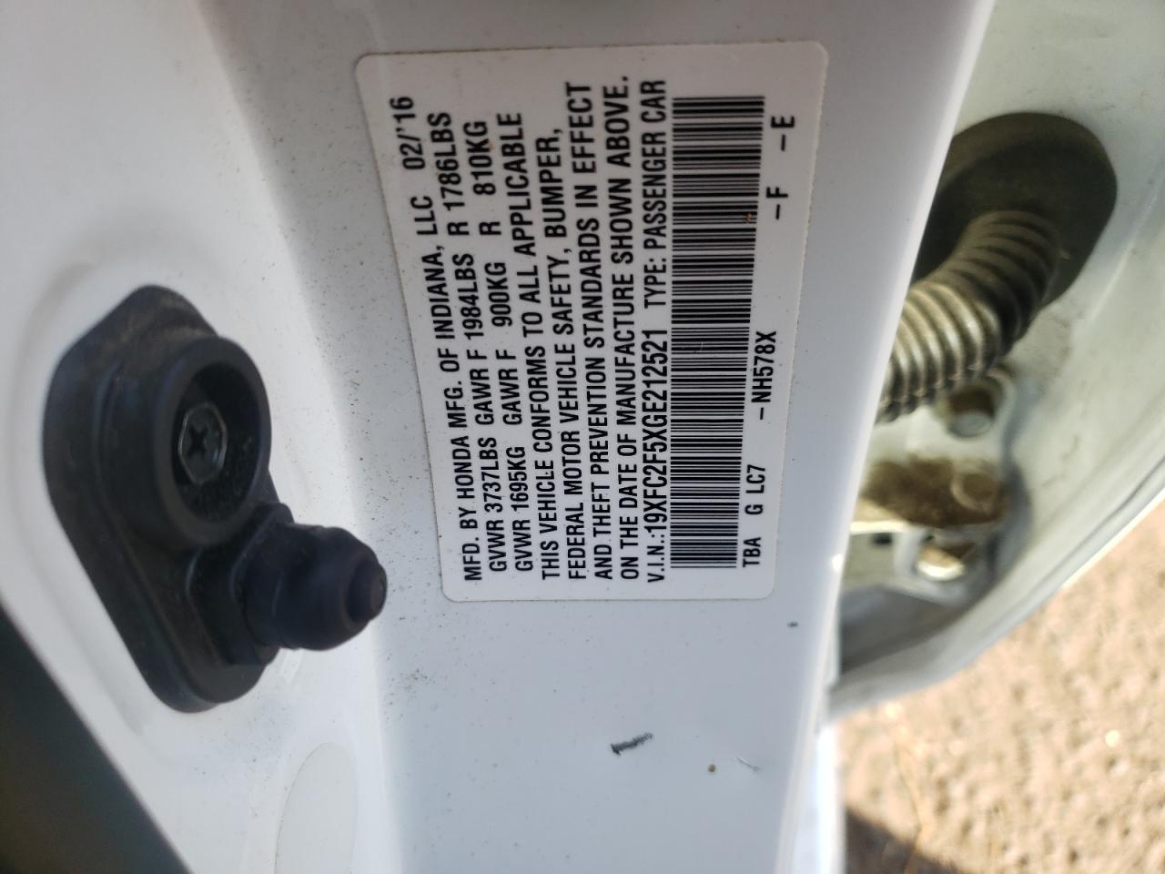 19XFC2F5XGE212521 2016 Honda Civic Lx 19XFC2F5XGE212521 2016 Honda Civic Lx