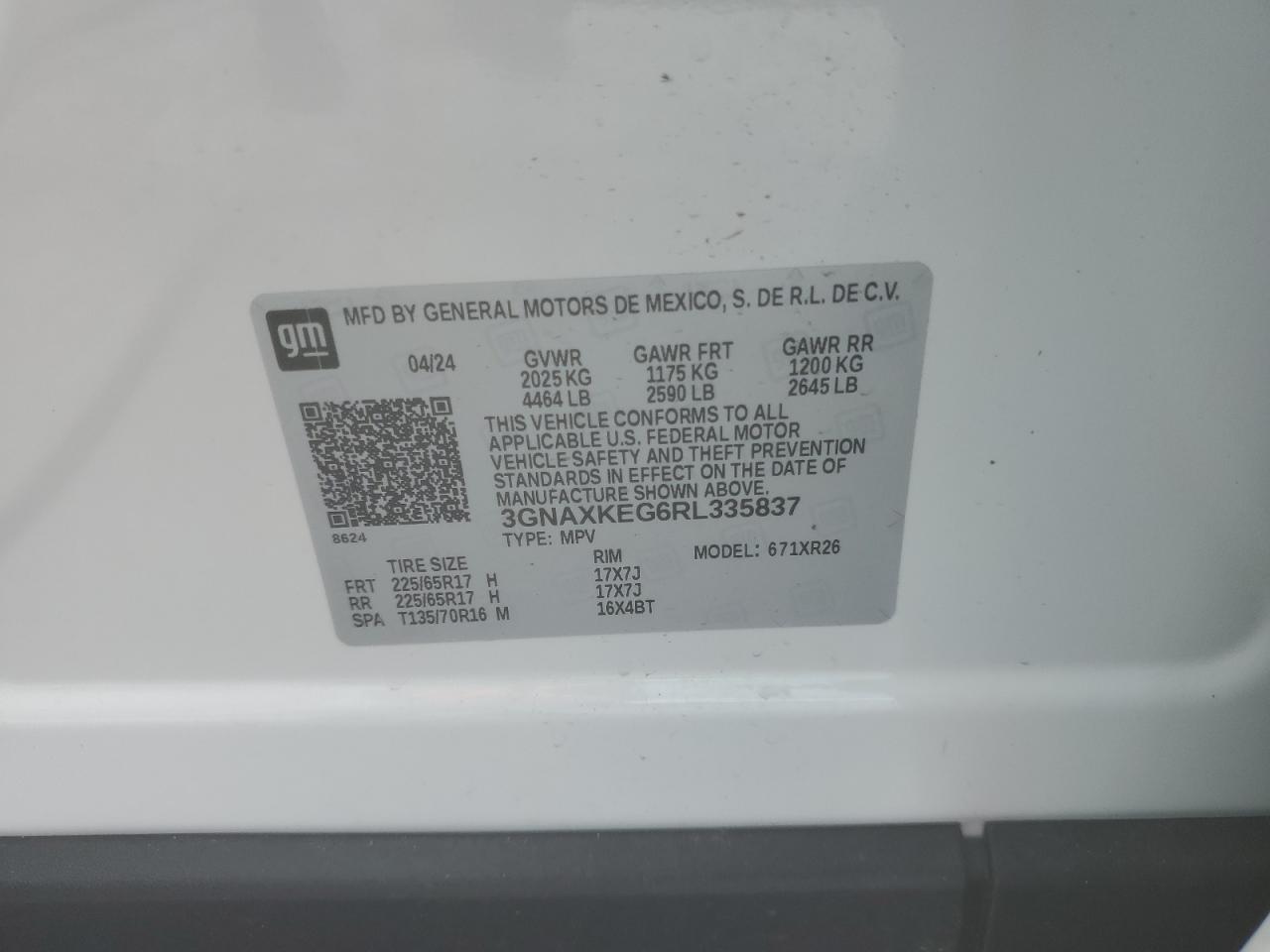 3GNAXKEG6RL335837 2024 CHEVROLET EQUINOX - Image 13