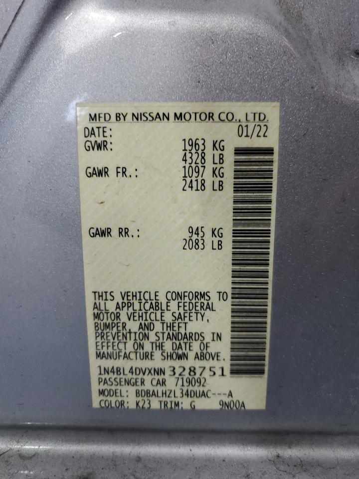 1N4BL4DVXNN328751 2022 Nissan Altima Sv