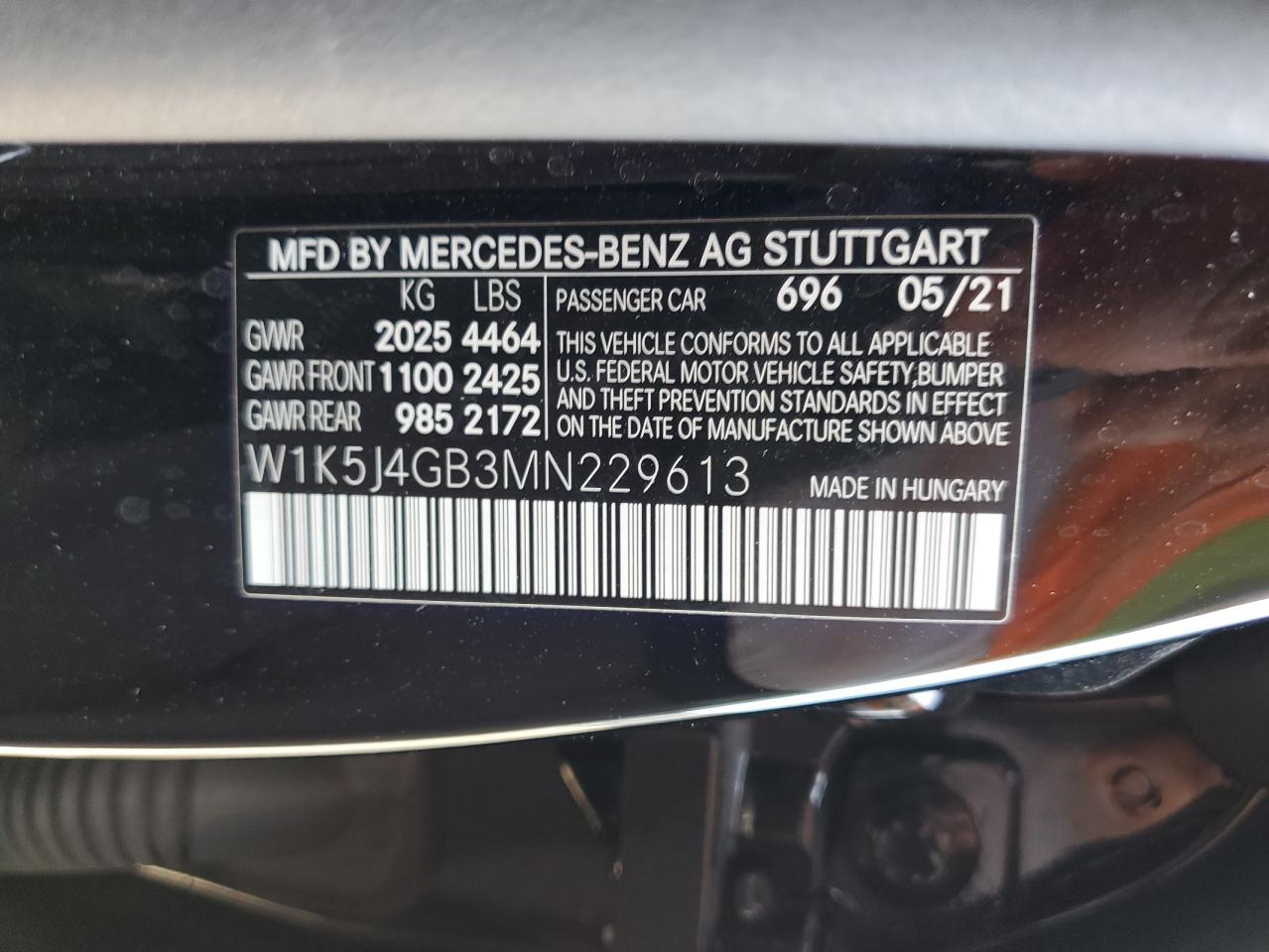 2021 Mercedes-Benz Cla 250 VIN: W1K5J4GB3MN229613 Lot: 72924374