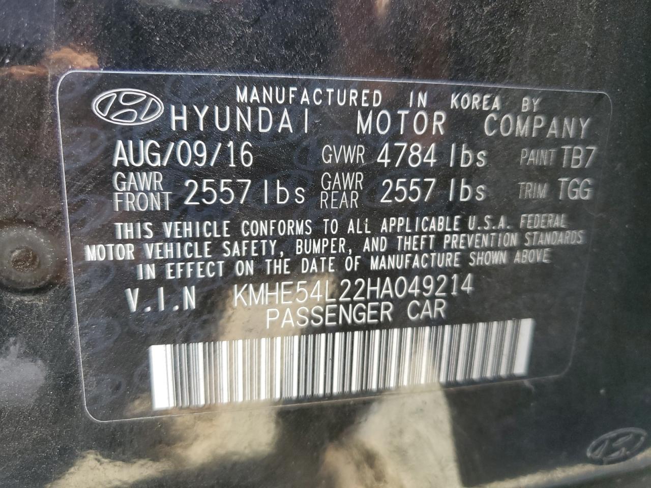 2017 Hyundai Sonata Plug-In Hybrid VIN: KMHE54L22HA049214 Lot: 70342574