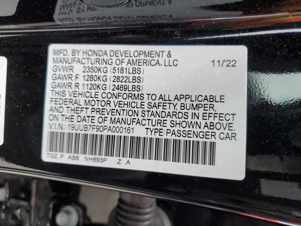 19UUB7F90PA000161 2023 Acura Tlx Type S