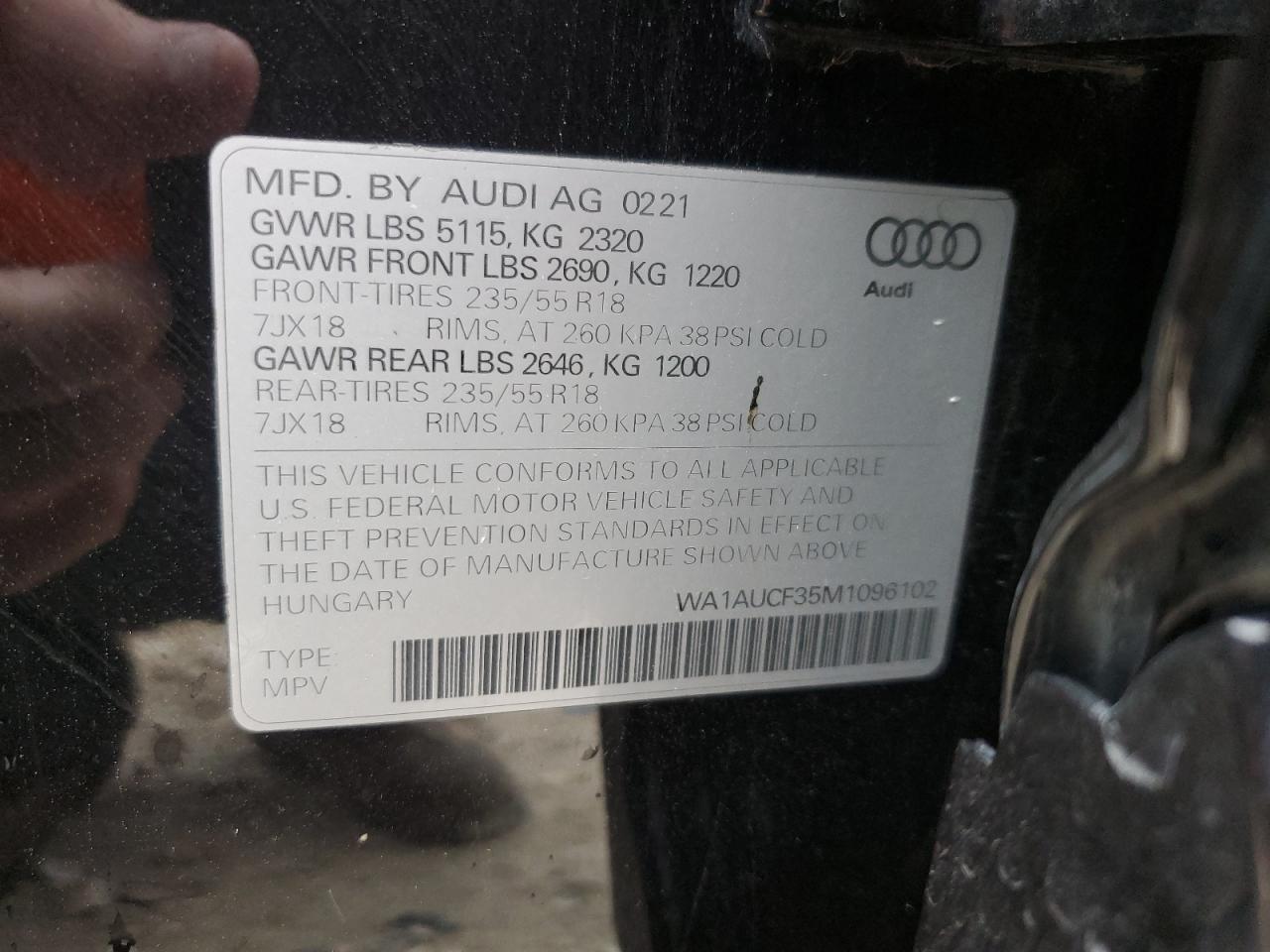 2021 Audi Q3 Premium 40 VIN: WA1AUCF35M1096102 Lot: 69515024