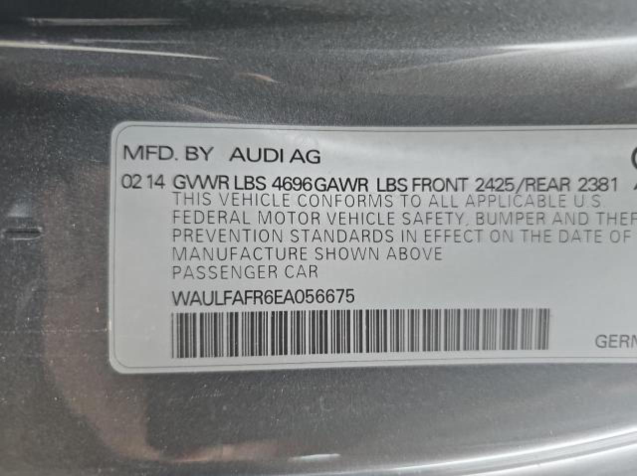 WAULFAFR6EA056675 2014 Audi A5 Premium Plus