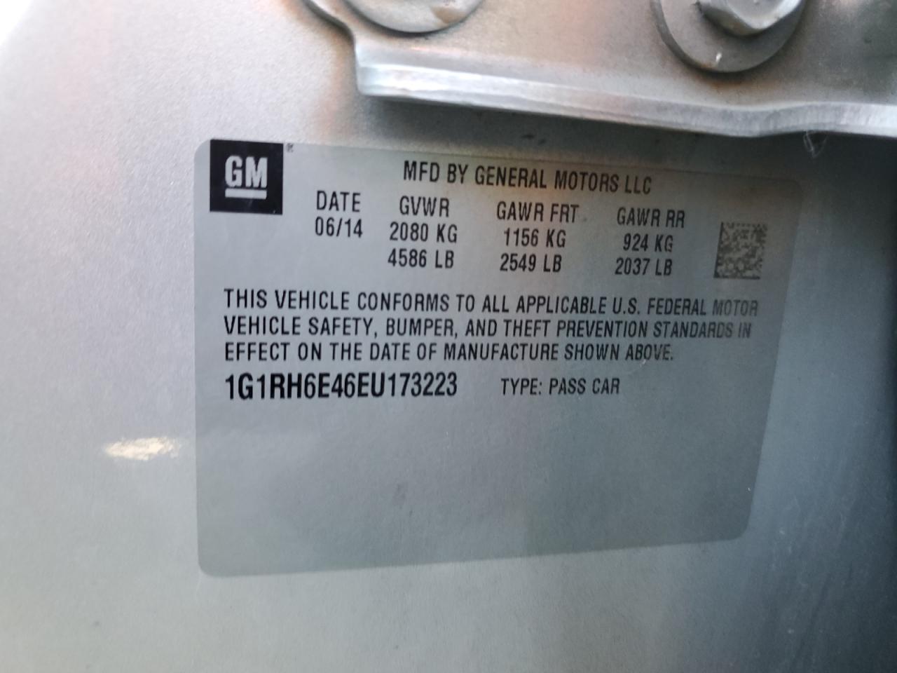 1G1RH6E46EU173223 2014 Chevrolet Volt