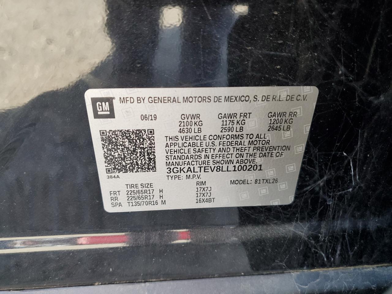 3GKALTEV8LL100201 2020 GMC Terrain Sle