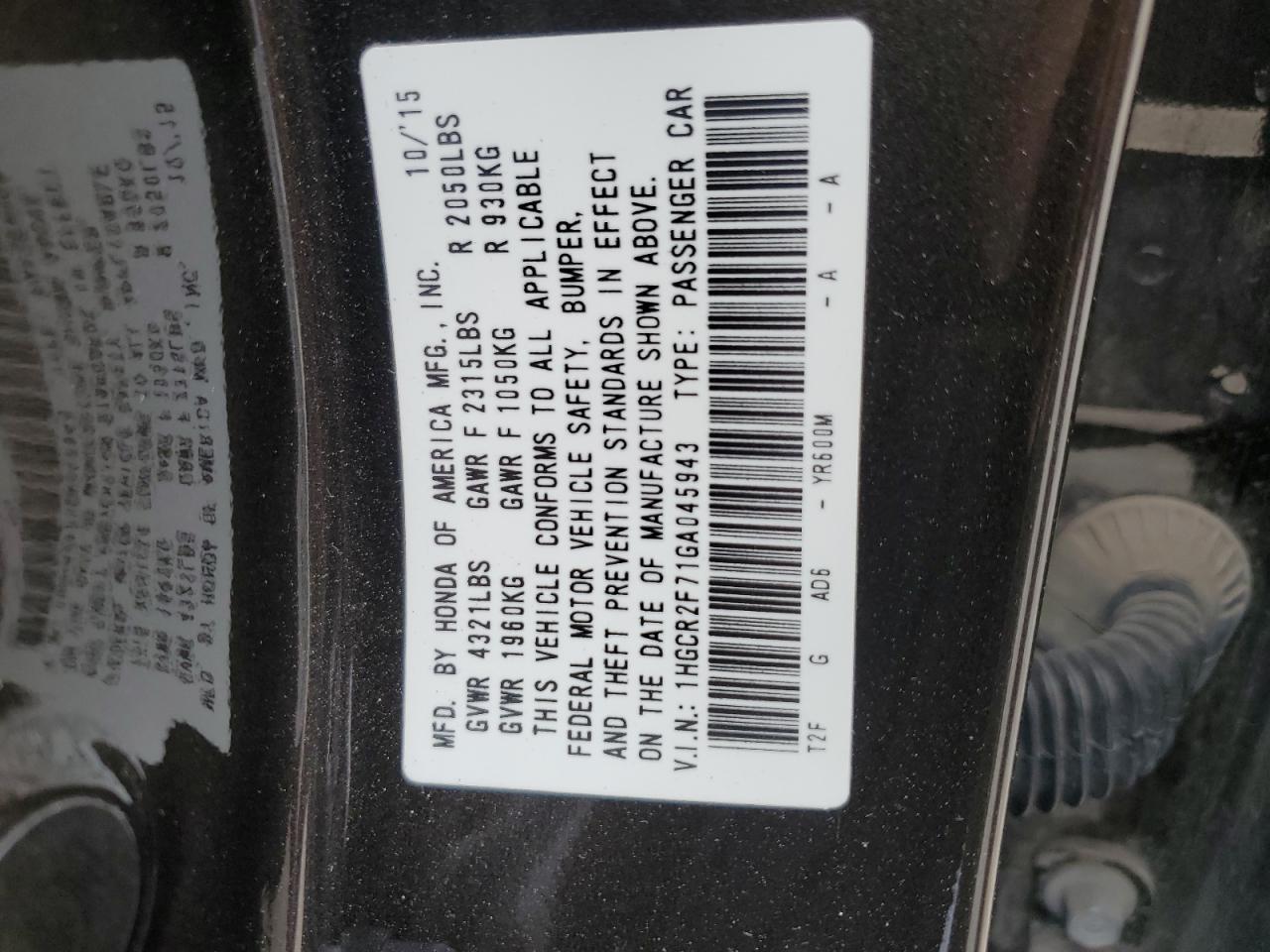 1HGCR2F71GA045943 2016 HONDA ACCORD - Image 12