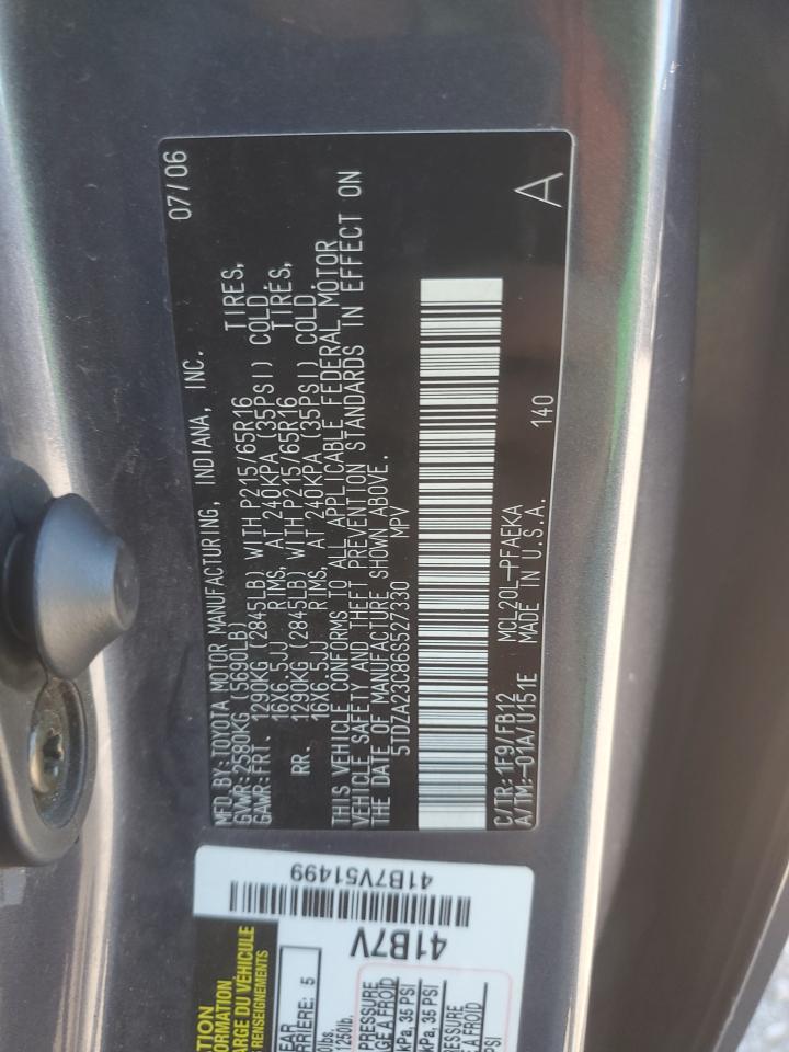 5TDZA23C86S527330 2006 Toyota Sienna Ce