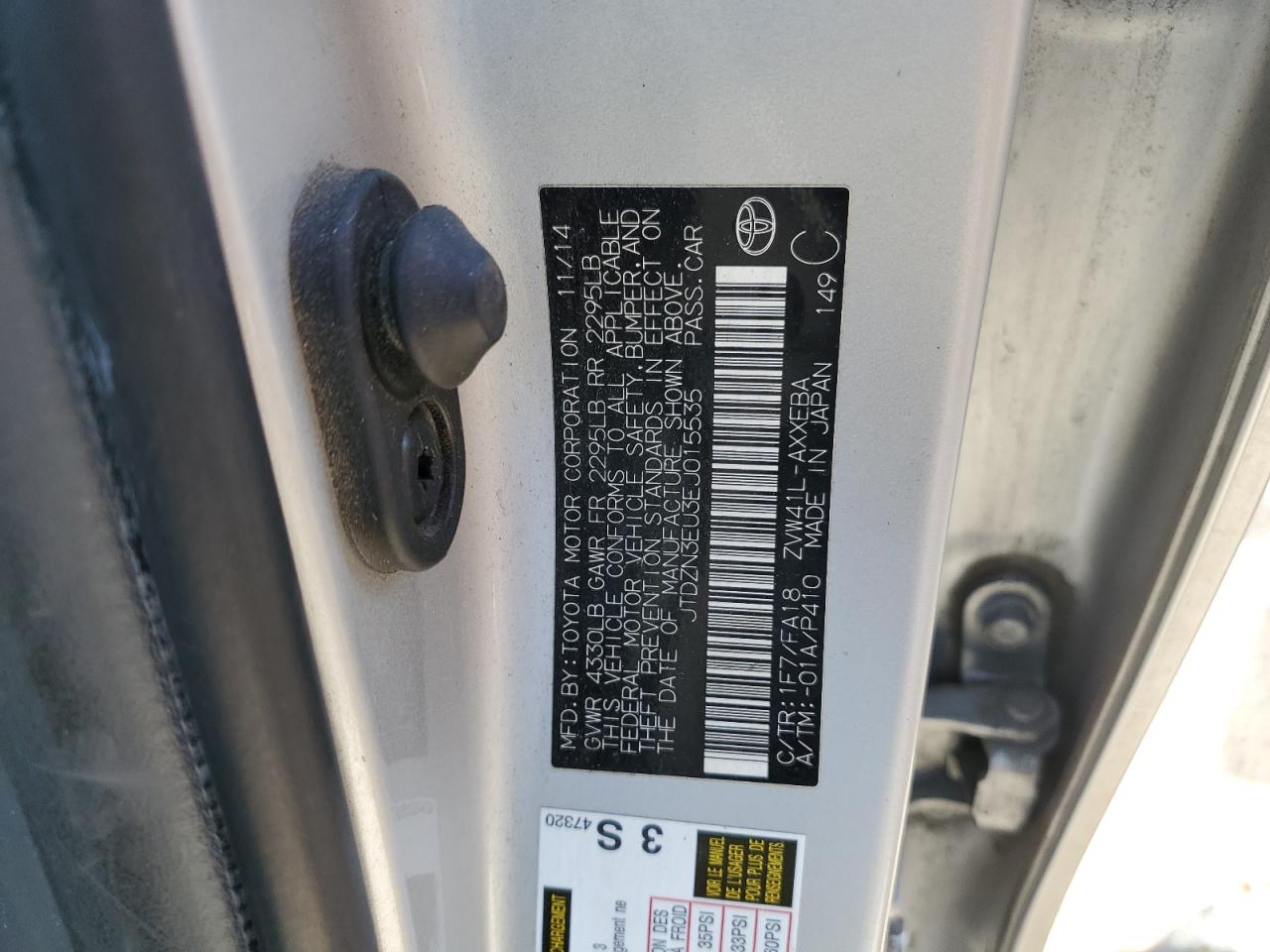 JTDZN3EU3EJ015535 2014 Toyota Prius V