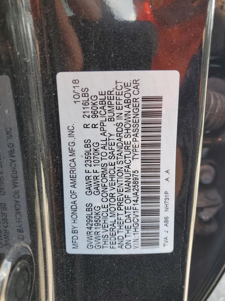 1HGCV1F14JA258975 2018 Honda Accord Lx