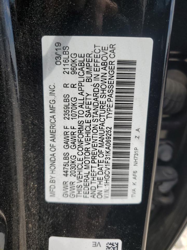 1HGCV1F31KA069252 2019 HONDA ACCORD - Image 12