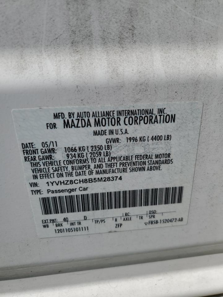 1YVHZ8CH8B5M28374 2011 Mazda 6 I