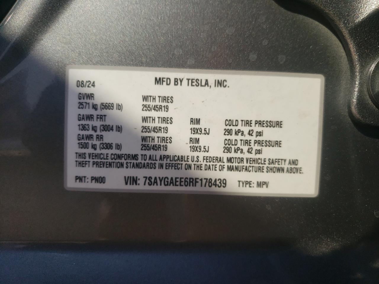 7SAYGAEE6RF178439 2024 Tesla Model Y