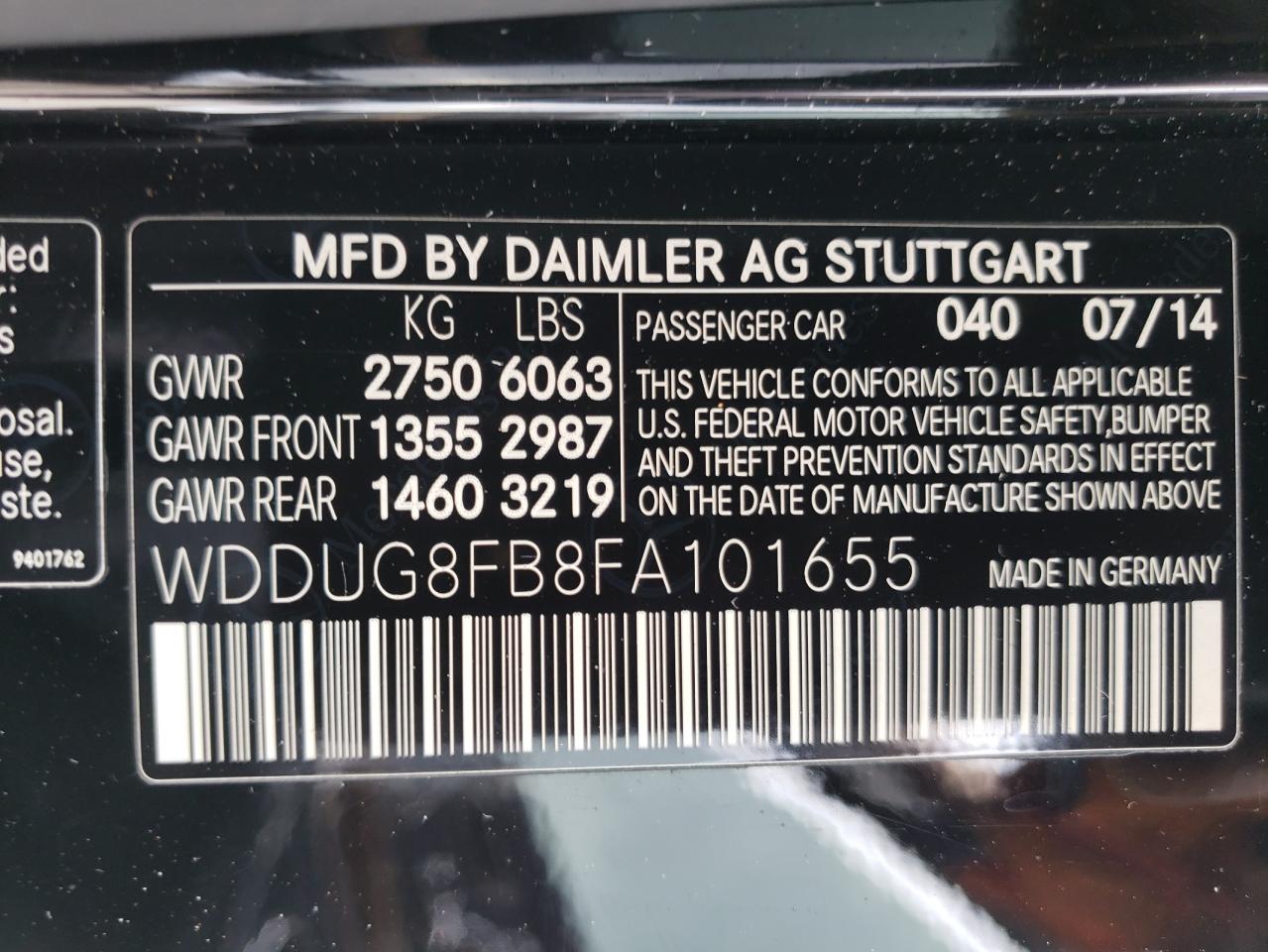 WDDUG8FB8FA101655 2015 Mercedes-Benz S 550 4Matic