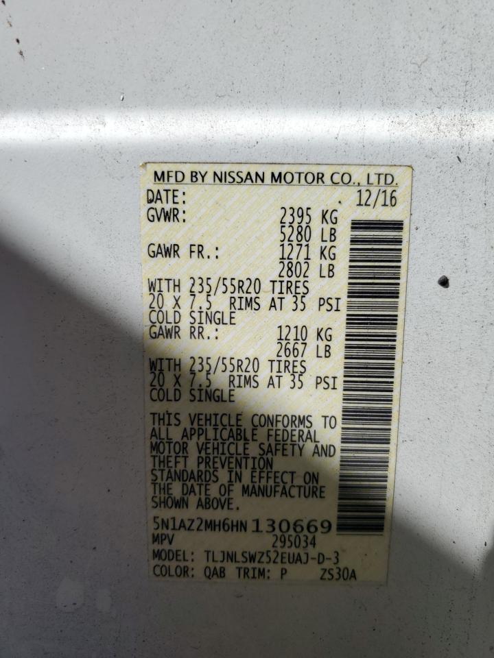 5N1AZ2MH6HN130669 2017 Nissan Murano S