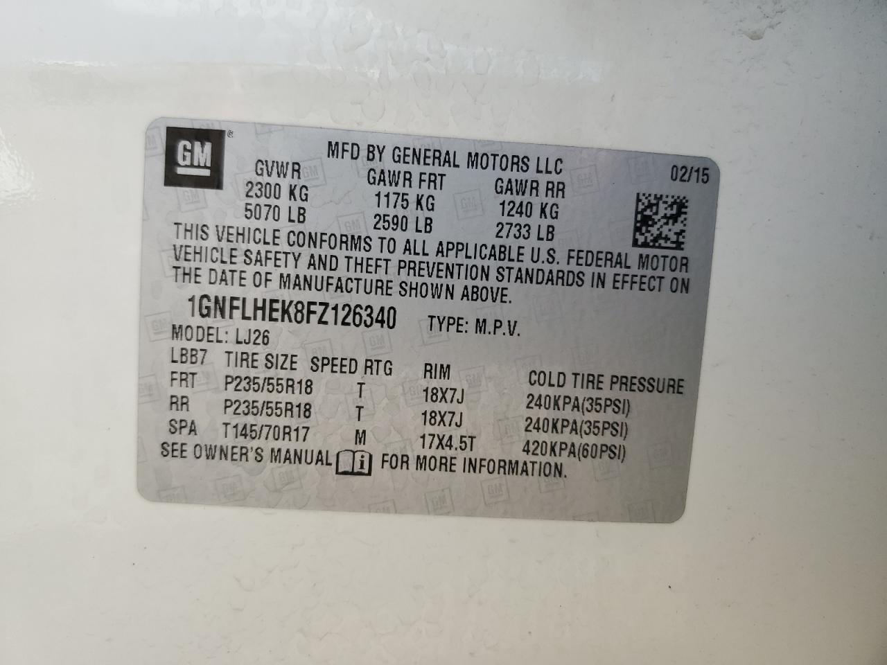 1GNFLHEK8FZ126340 2015 Chevrolet Equinox Ltz