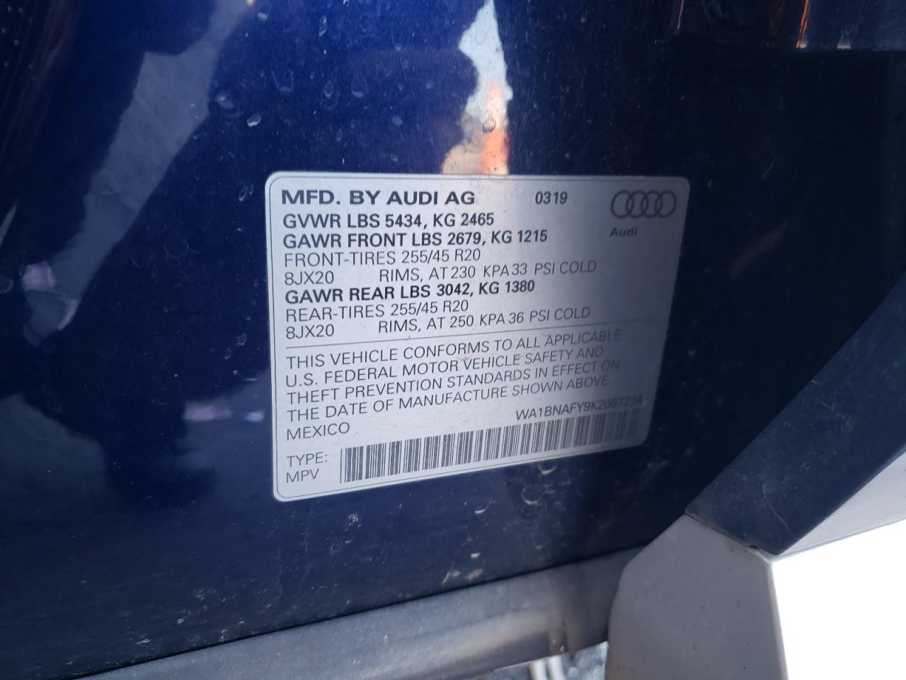 WA1BNAFY9K2087234 2019 Audi Q5 Premium Plus