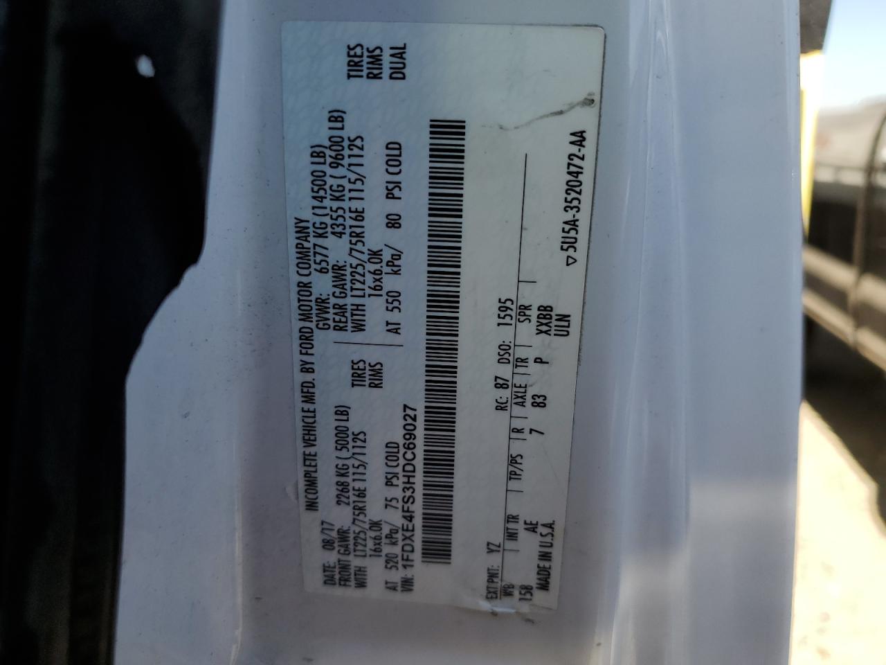 1FDXE4FS3HDC69027 2017 Ford Econoline E450 Super Duty Cutaway Van