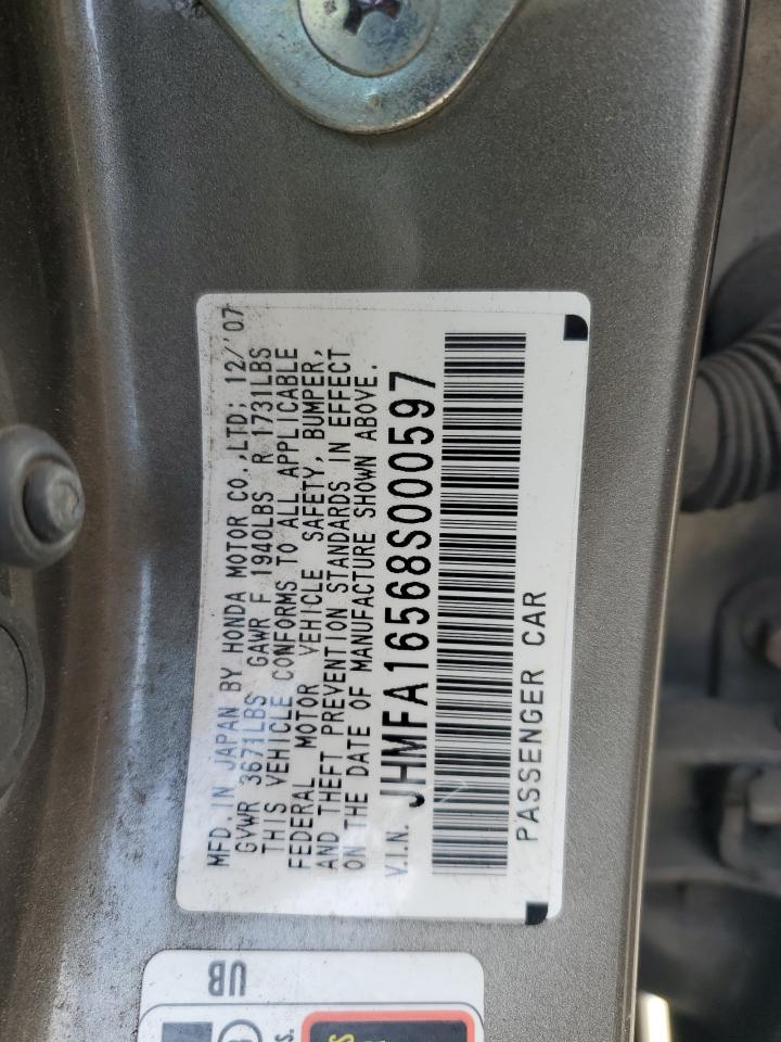 JHMFA16568S000597 2008 Honda Civic Lx